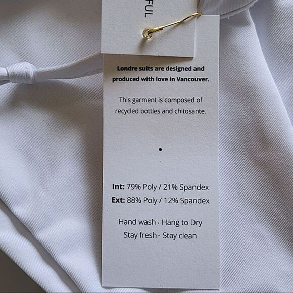 Londre Flat White Triangle Top & Ruched Drawstring Bottom bikini - Picture 9 of 14